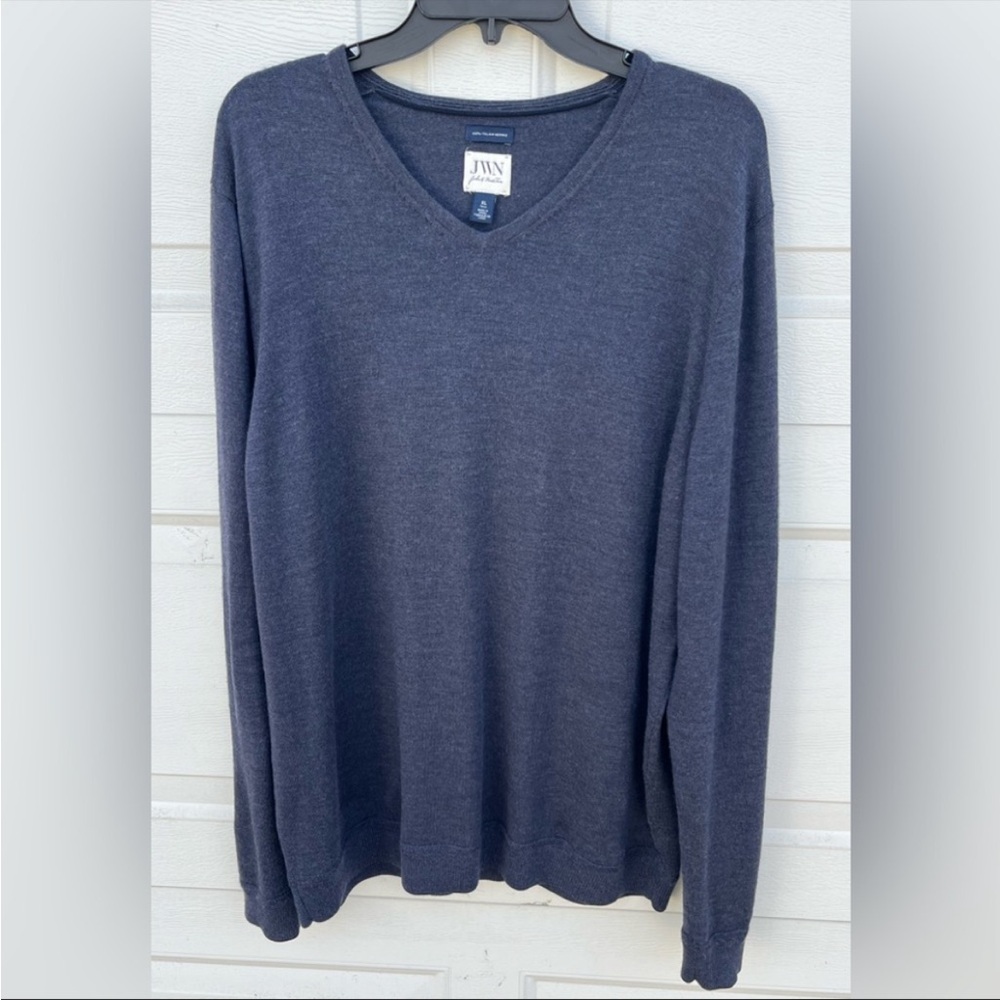 JWN John W. Nordstrom Sweater blue Pullover V-Neck Blue 100% Italian Wool XL/T